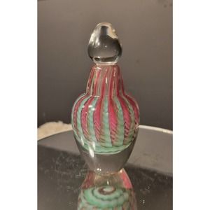 Signed Perfume Bottle - C.R or C.A. Holt 1983 Pink Green Glass
